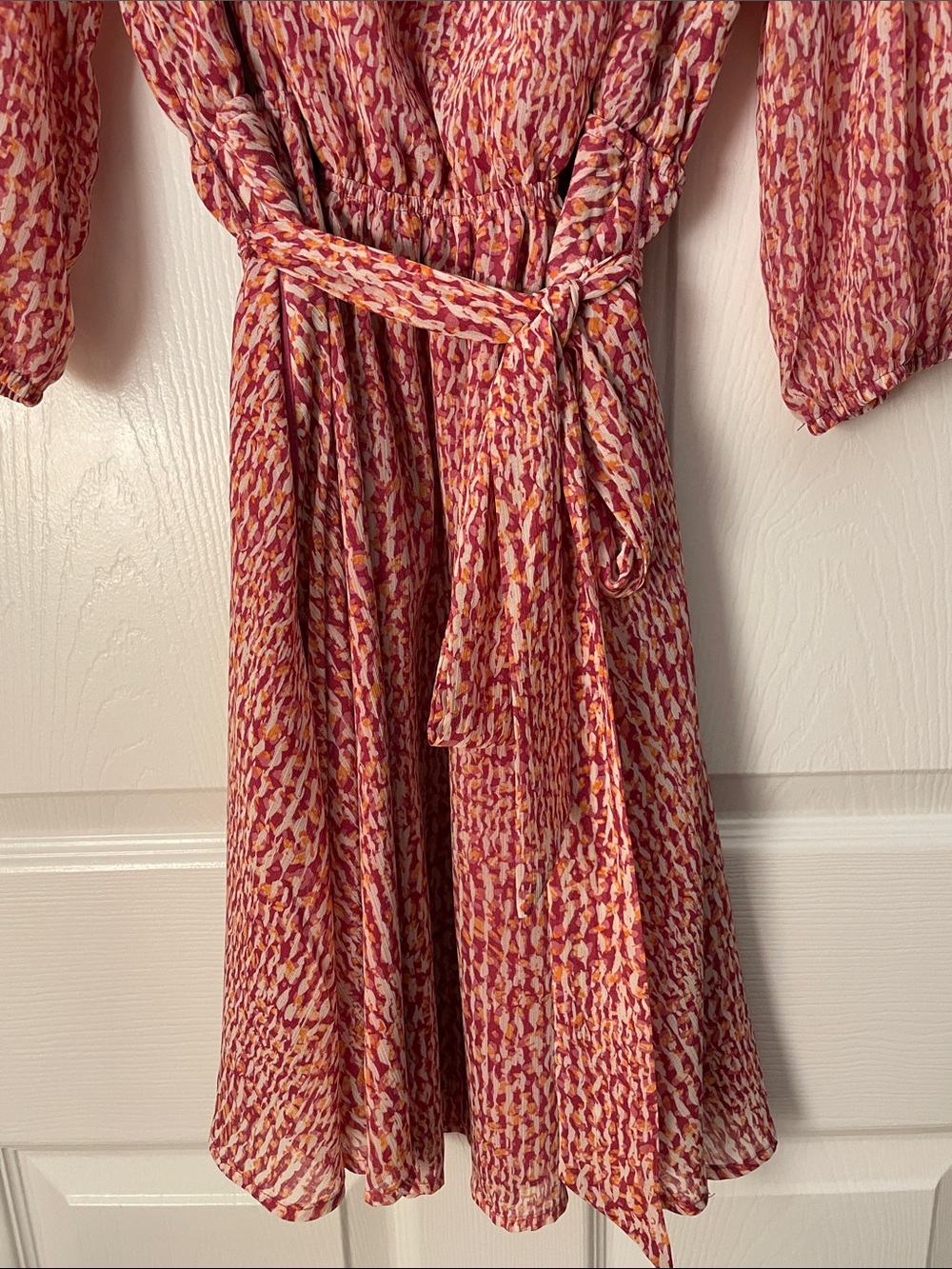 Evereve Pink Multi-Print Midi Wrap Dress - Picture 4 of 5